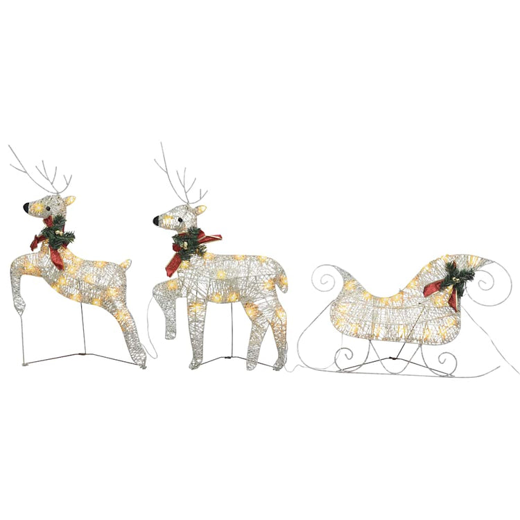 Vidaxl Christmas Decoration Reindeer and Sled 60 LEDS Gold Colored