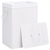 Panier à laverie Vidaxl avec 2 compartiments 72 L Bamboo blanc - afbeelding 3