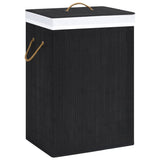 Panier à linge Vidaxl avec 2 compartiments 72 l Bamboo noir - afbeelding 1