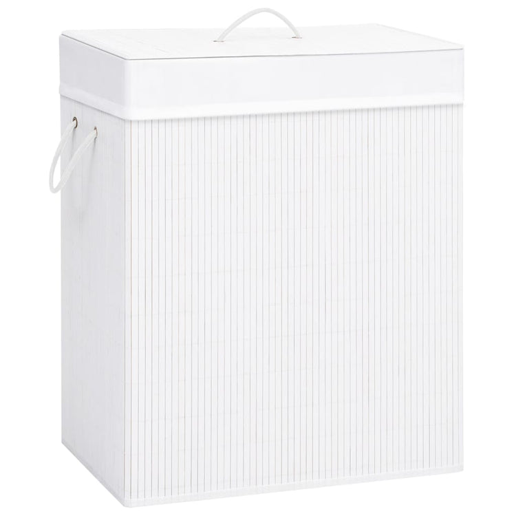 Panier à linge Vidaxl avec 1 boîte 83 l Bamboo blanc