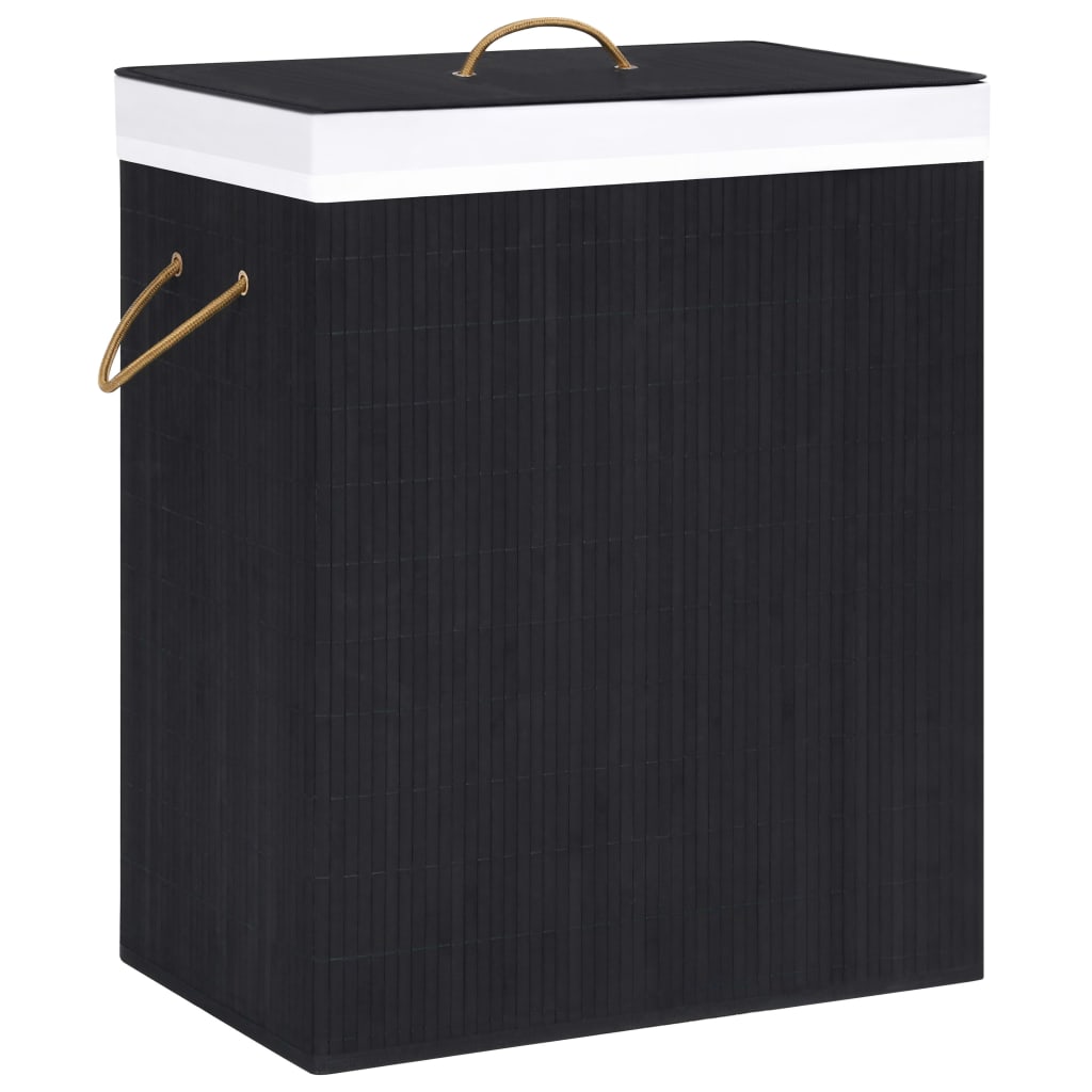 Panier de blanchisserie Vidaxl avec 1 boîte 83 l Bamboo noir