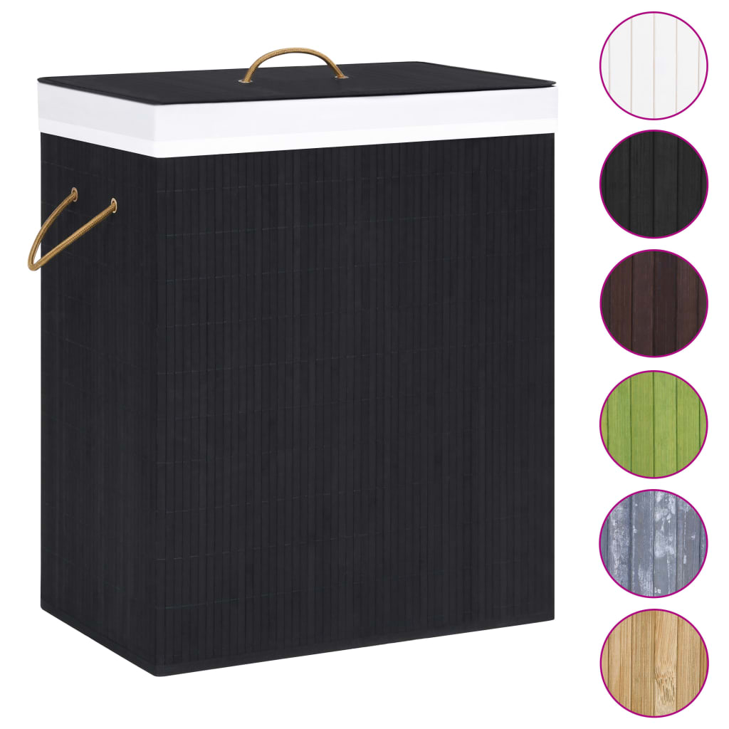 Panier de blanchisserie Vidaxl avec 1 boîte 83 l Bamboo noir