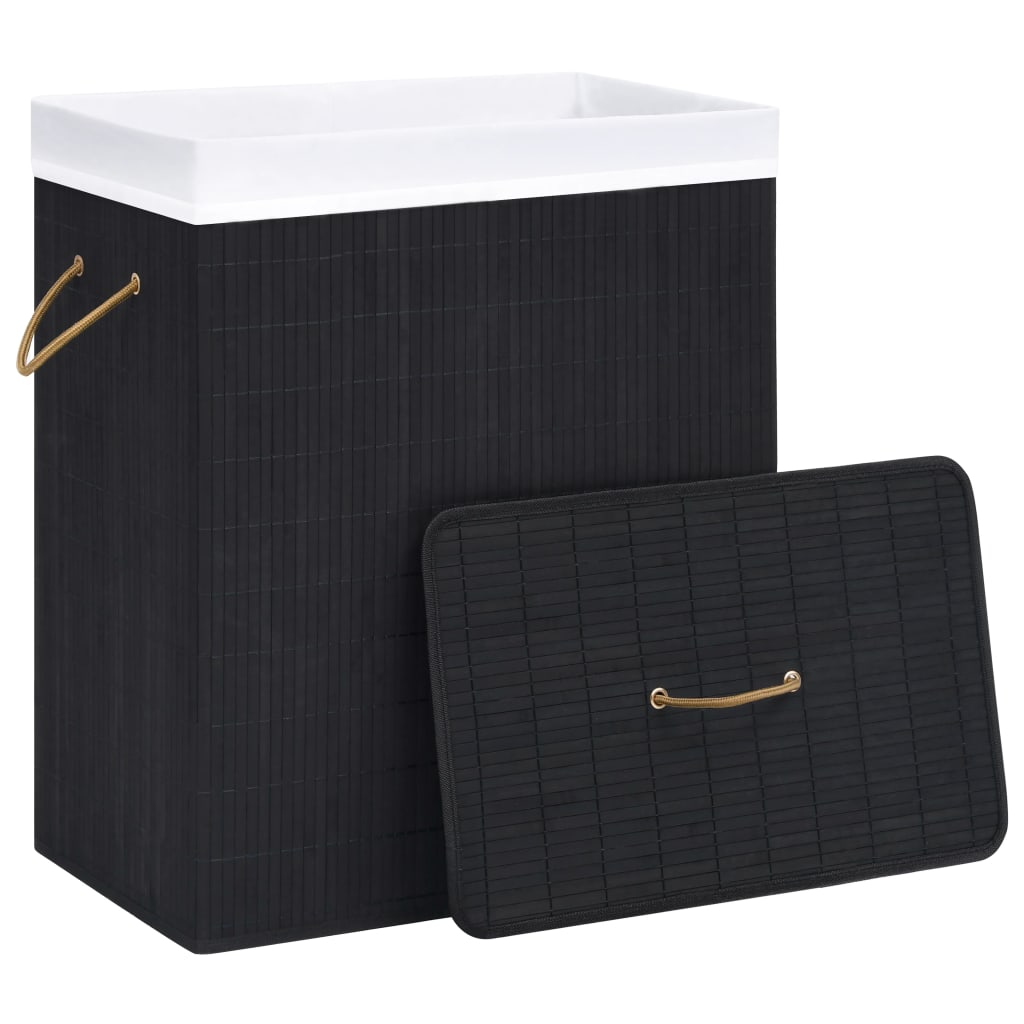 Panier de blanchisserie Vidaxl avec 1 boîte 83 l Bamboo noir