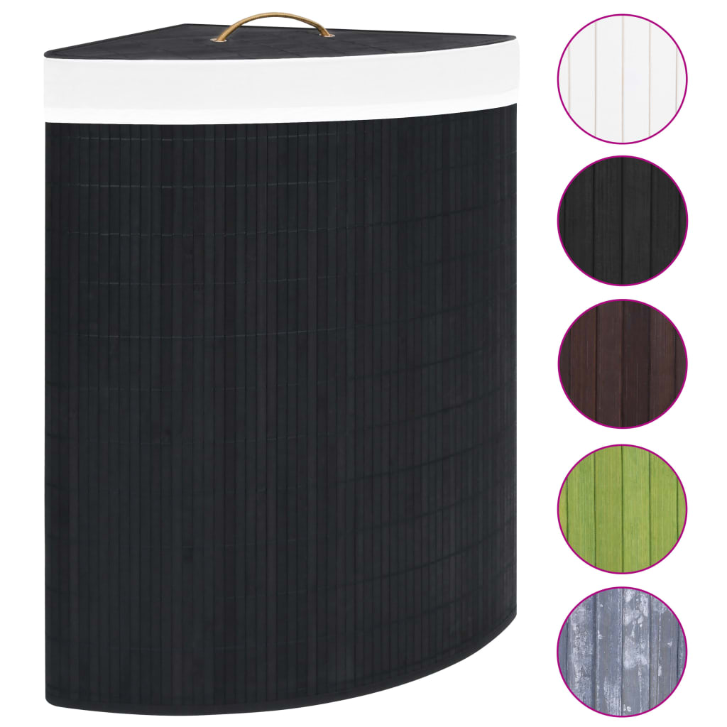 Vidaxl hoekwasmand 60 l Bamboo noir