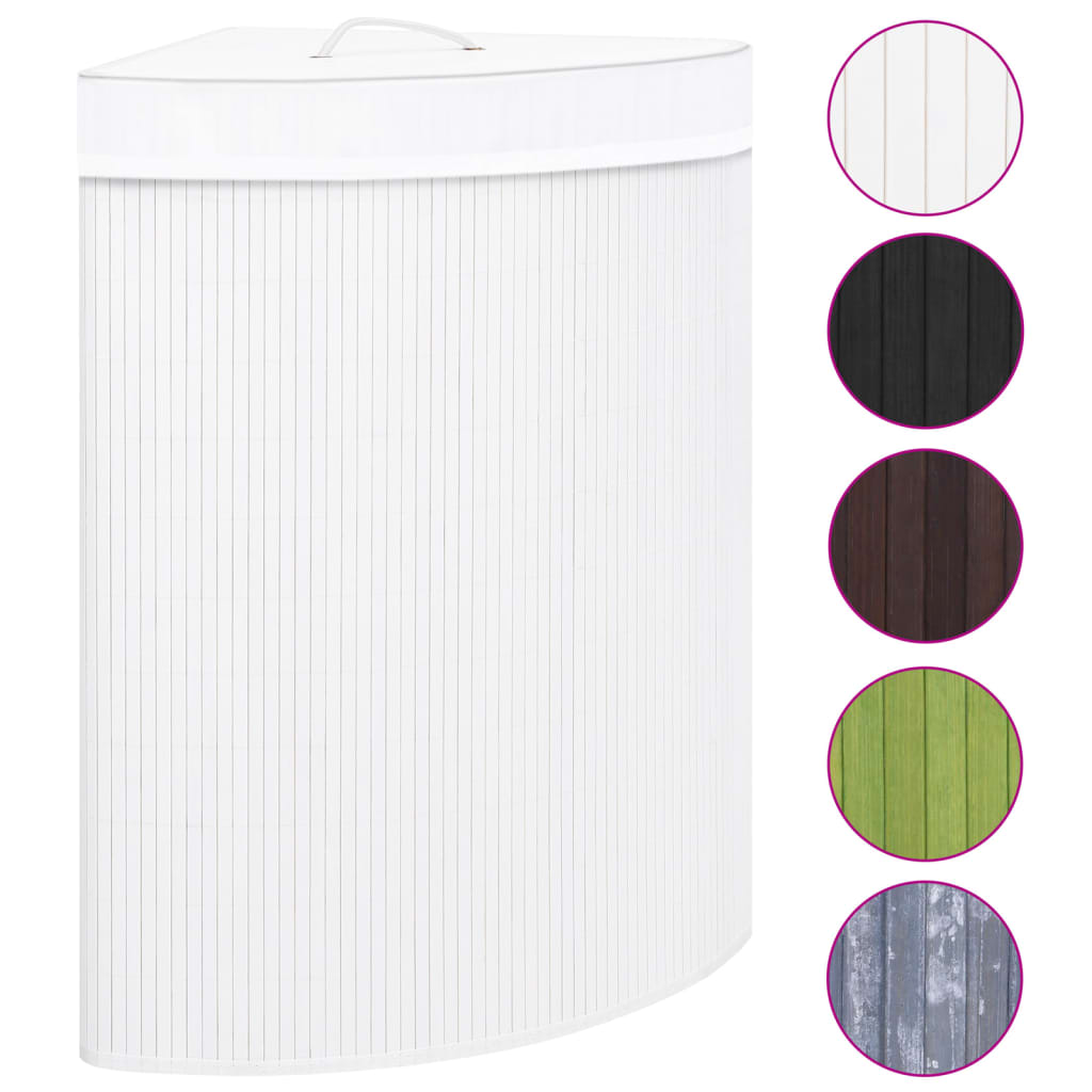 Vidaxl hoekwasmand 60 l Bamboo blanc