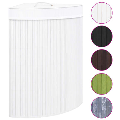 Vidaxl hoekwasmand 60 l Bamboo blanc