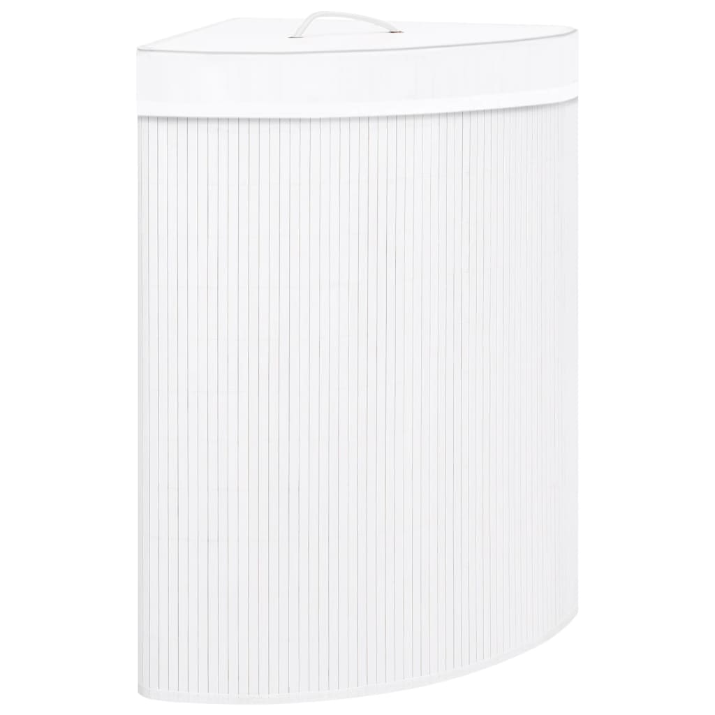 Vidaxl hoekwasmand 60 l Bamboo blanc