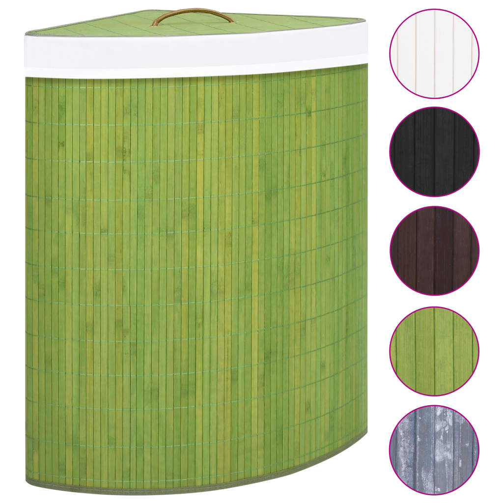 Vidaxl hoekwasmand 60 l vert bambou