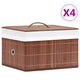 Boîtes de rangement vidaxl 4 pc en brun bambou
