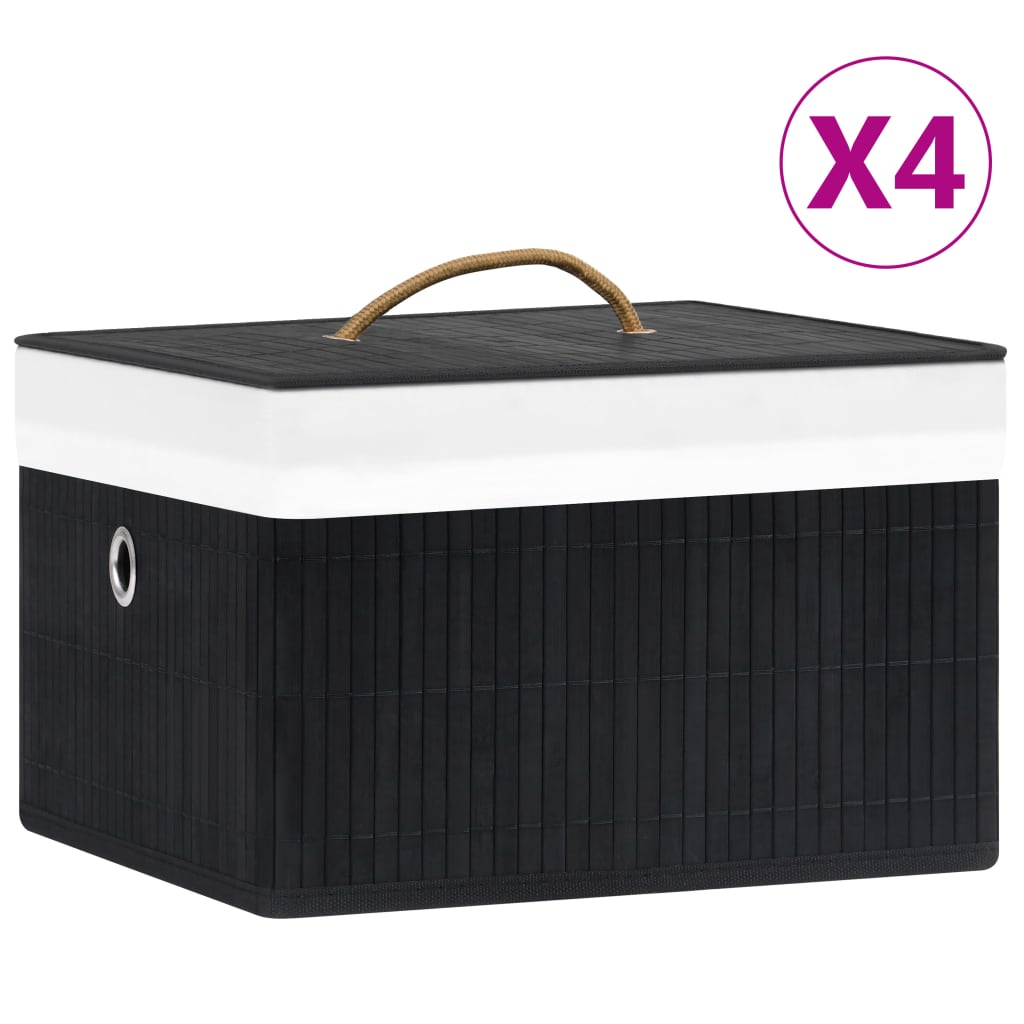 Boîtes de stockage vidaxl 4 pc Bamboo noir