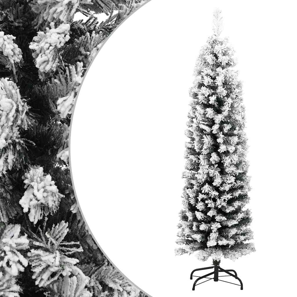 Vidaxl kunstkerstboom avec neige étroite 150 cm en PVC vert