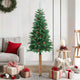 Vidaxl Christmas Tree avec du vrai bois et des cônes de pin étroits de 150 cm en PVC vert