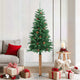 Vidaxx Sapin de Noël avec bois véritable et pommes de pin étroit 180 cm PVC vert