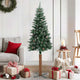 Vidaxl Christmas Tree avec du vrai bois et de la neige étroite 150 cm verts