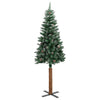 Vidaxx Sapin de Noël avec bois véritable et neige étroit 180 cm vert