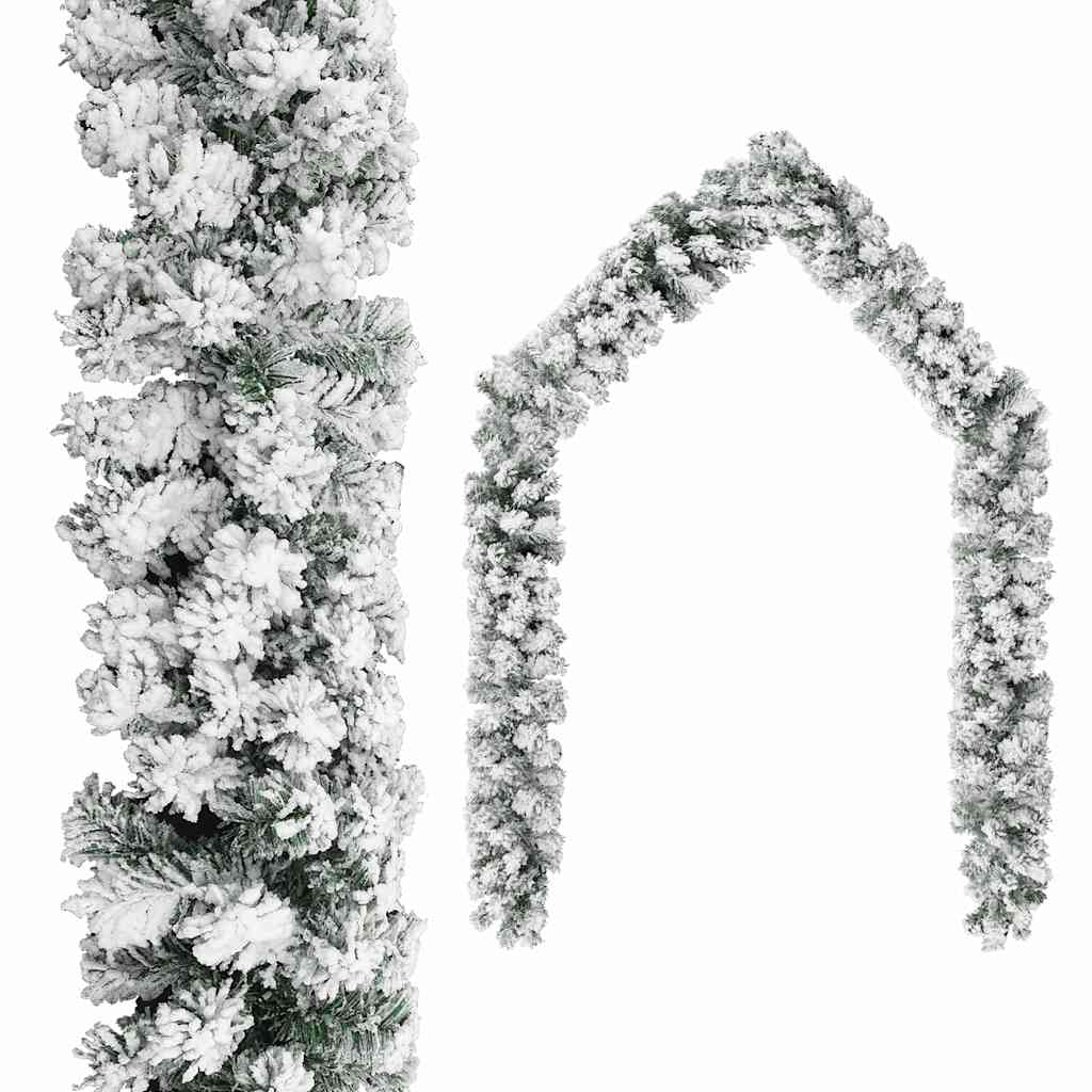 Vidaxl Garland de Noël avec neige 5 m PVC vert