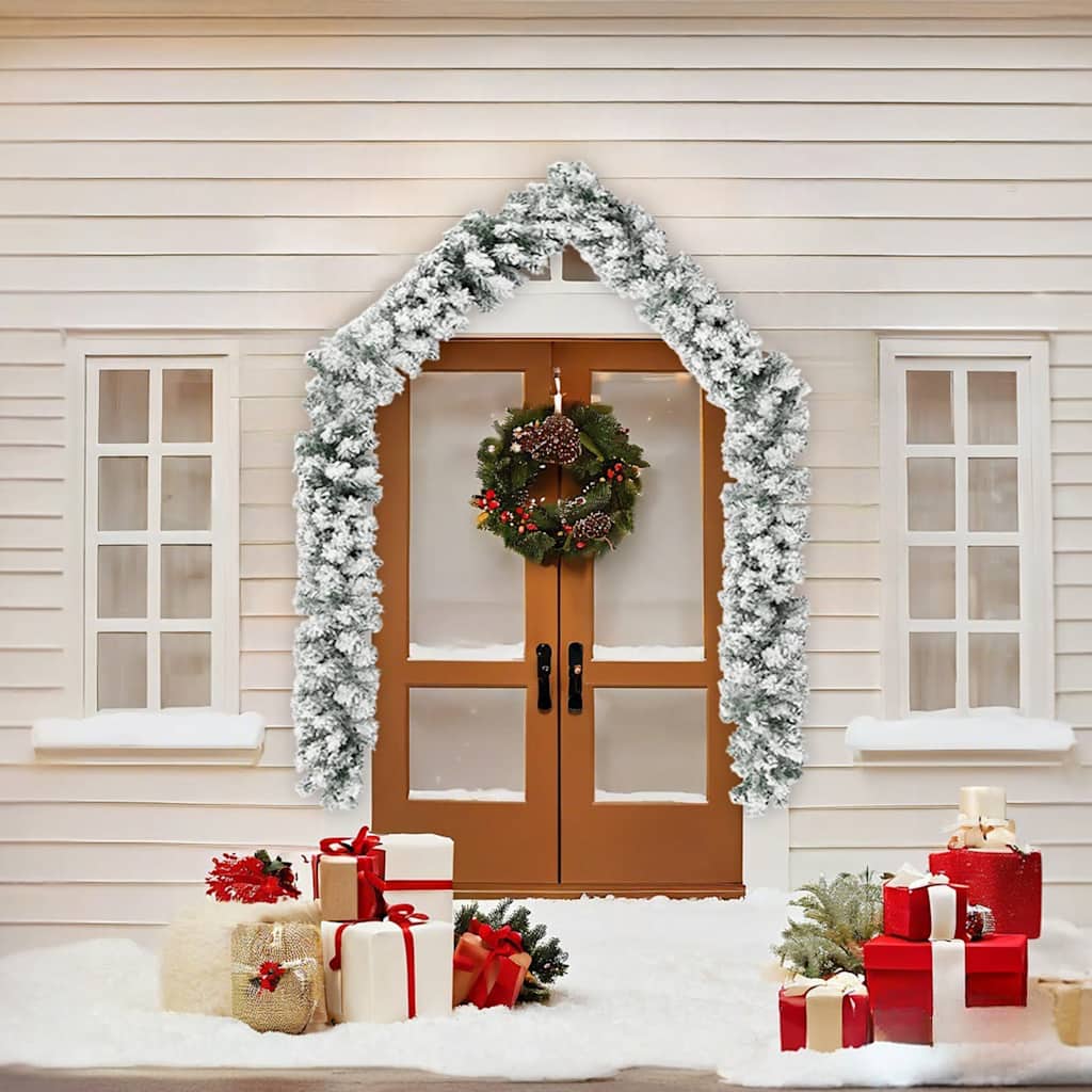 Vidaxl Garland de Noël avec neige 5 m PVC vert