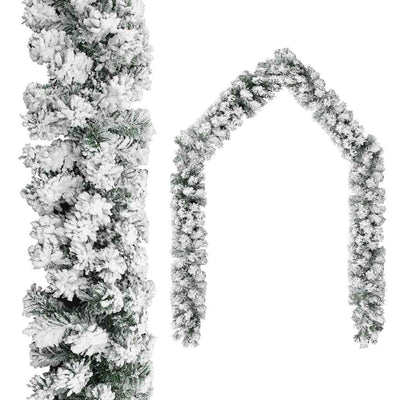 Vidaxl Garland de Noël avec neige 20 m PVC vert