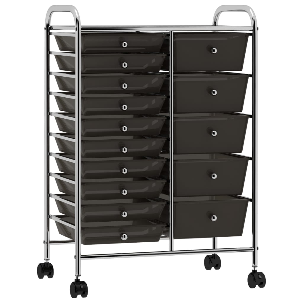 Chariot de rangement vidaxl avec 15 tiroirs mobile xxl plastique noir