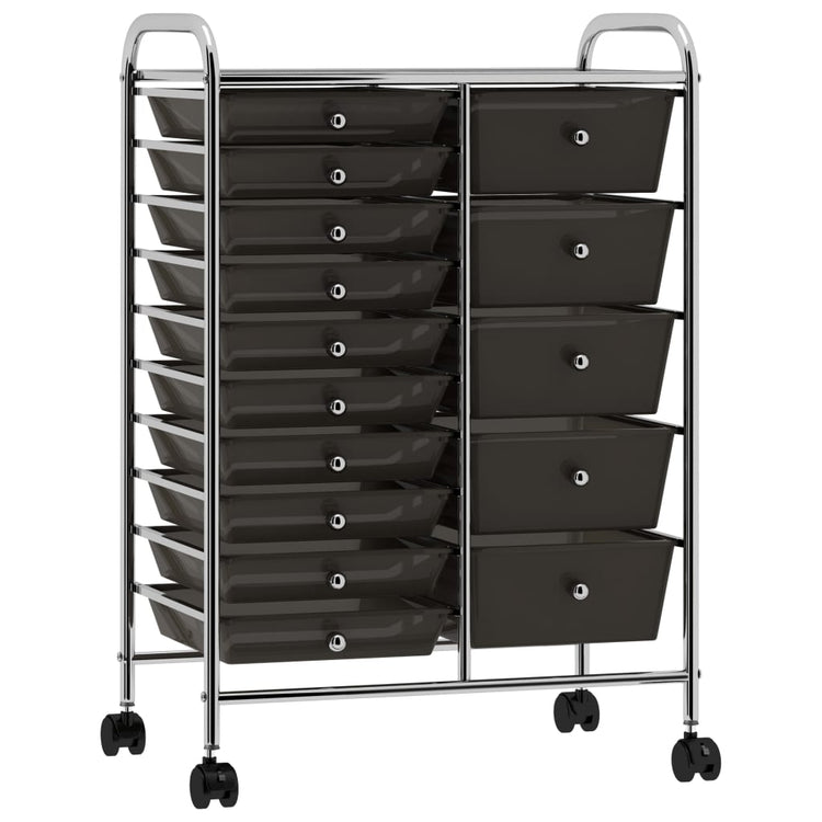 Chariot de rangement vidaxl avec 15 tiroirs mobile xxl plastique noir