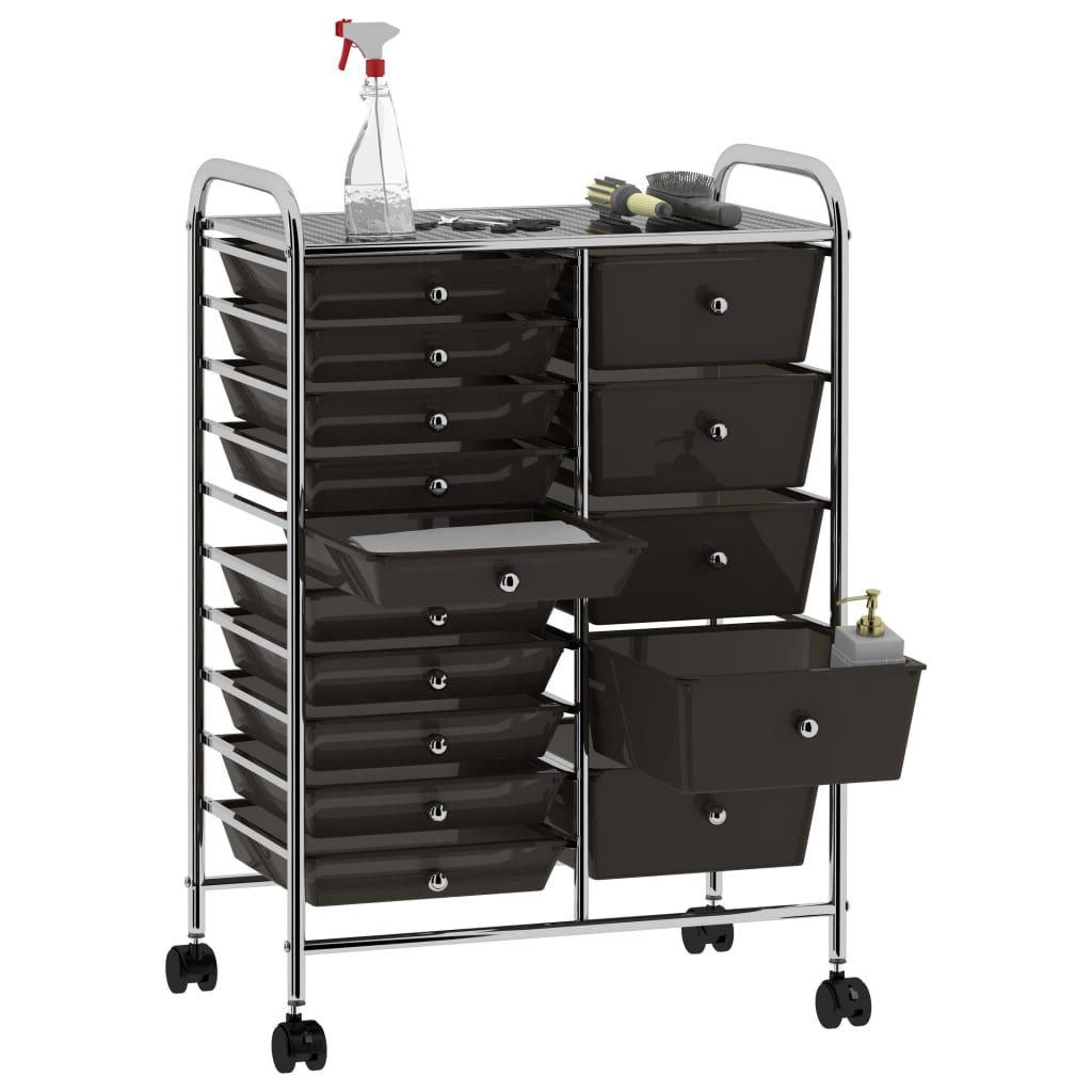 Chariot de rangement vidaxl avec 15 tiroirs mobile xxl plastique noir