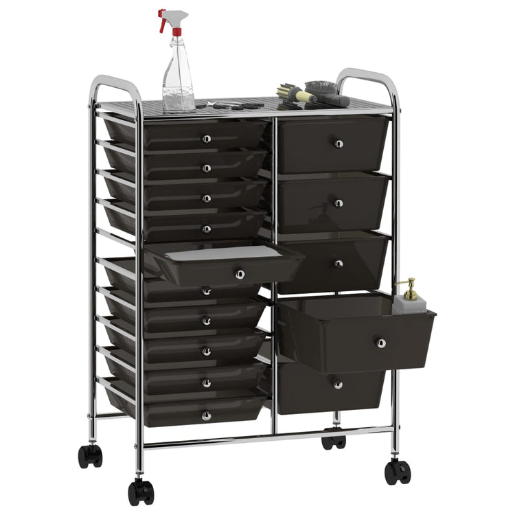 Chariot de rangement vidaxl avec 15 tiroirs mobile xxl plastique noir
