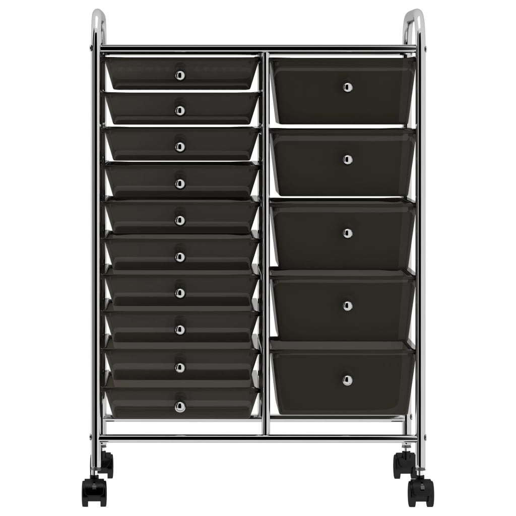 Chariot de rangement vidaxl avec 15 tiroirs mobile xxl plastique noir
