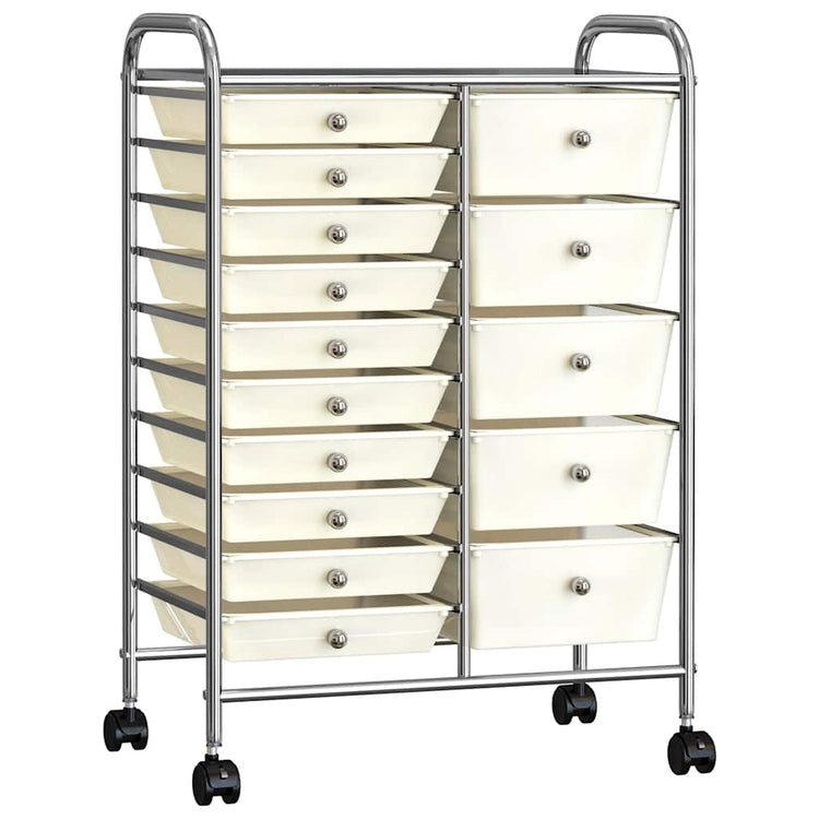 Vidaxl chariot de rangement avec 15 tiroirs mobile xxl plastique blanc