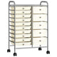 Vidaxl chariot de rangement avec 15 tiroirs mobile xxl plastique blanc