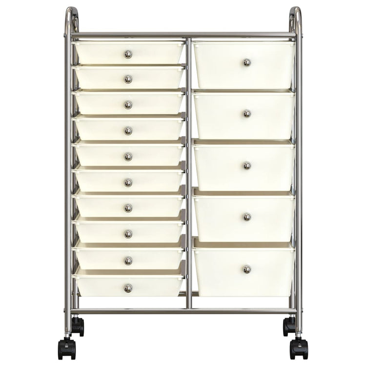 Vidaxl chariot de rangement avec 15 tiroirs mobile xxl plastique blanc
