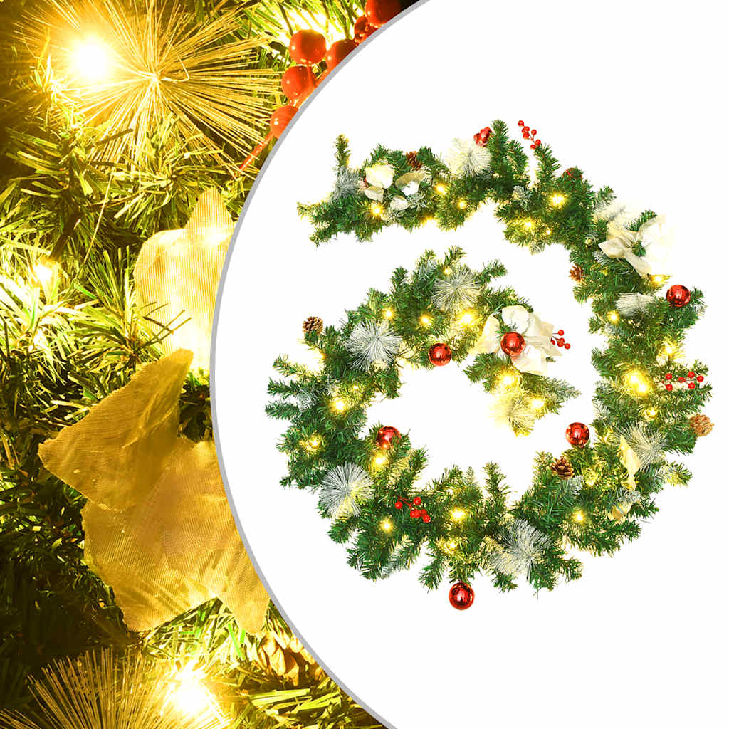 Vidaxl Garland de Noël avec lumières LED 2,7 m en PVC vert
