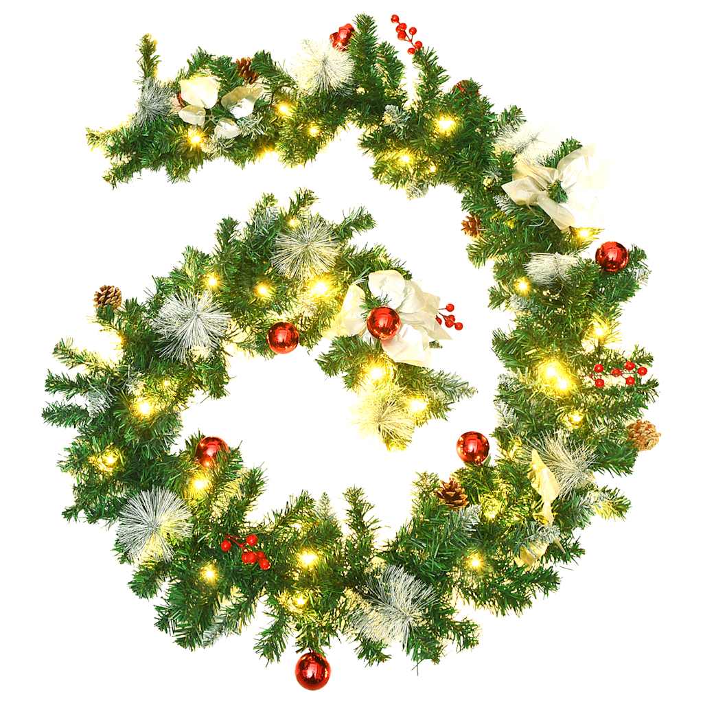 Vidaxl Garland de Noël avec lumières LED 2,7 m en PVC vert