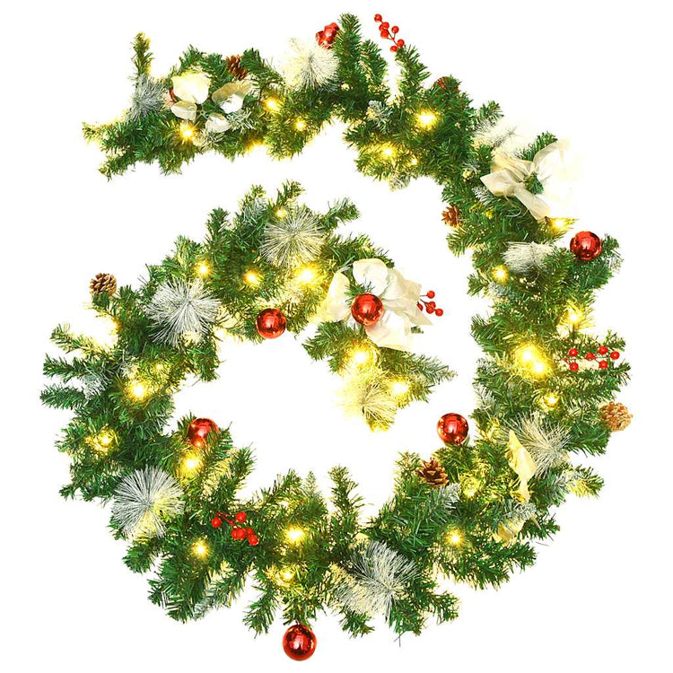 Vidaxl Garland de Noël avec lumières LED 2,7 m en PVC vert