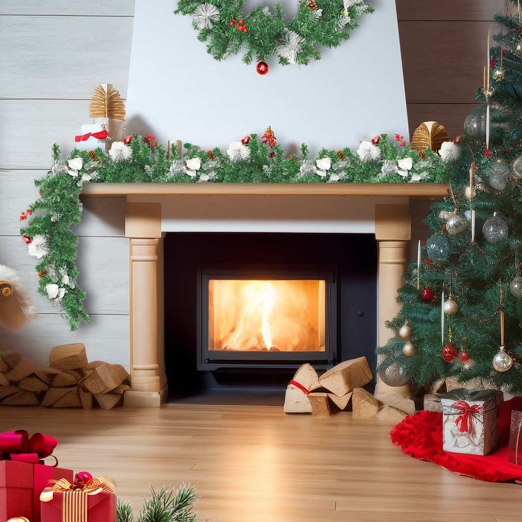 Vidaxl Garland de Noël avec lumières LED 2,7 m en PVC vert