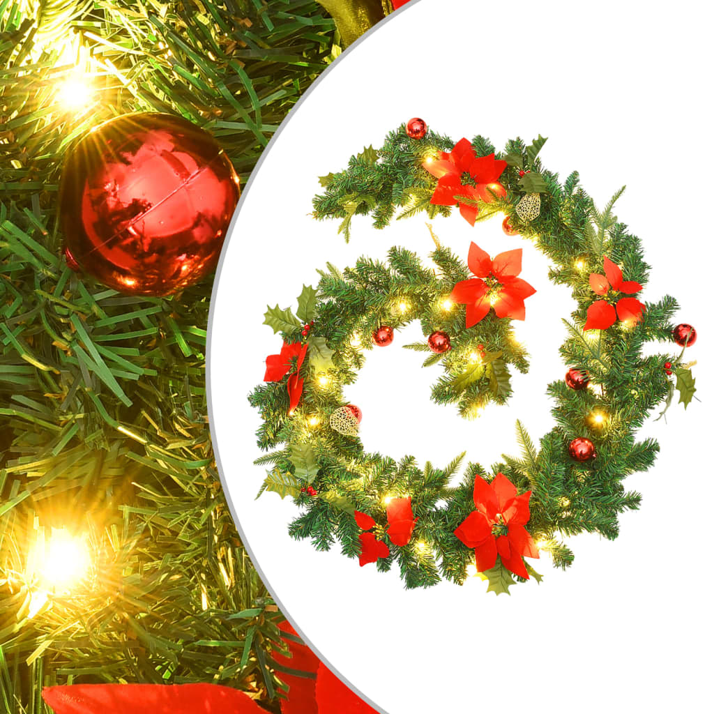 Vidaxl Garland de Noël avec lumières LED 2,7 m en PVC vert