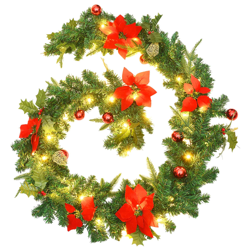 Vidaxl Garland de Noël avec lumières LED 2,7 m en PVC vert