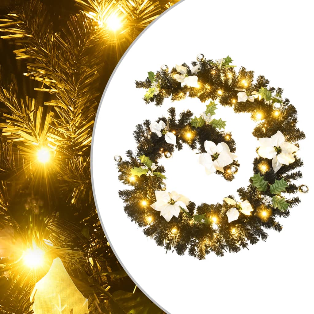 Vidaxl Garland de Noël avec lumières LED 2,7 m PVC noir