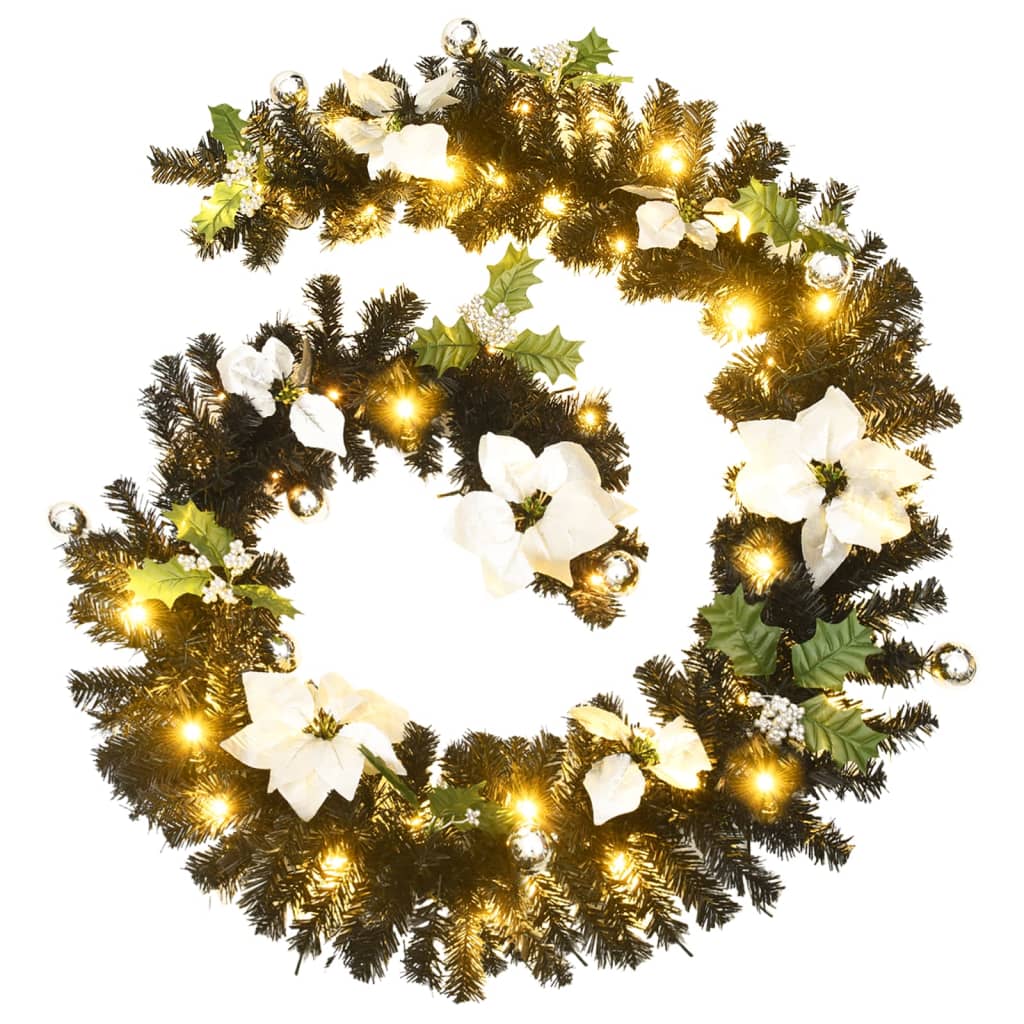 Vidaxl Garland de Noël avec lumières LED 2,7 m PVC noir