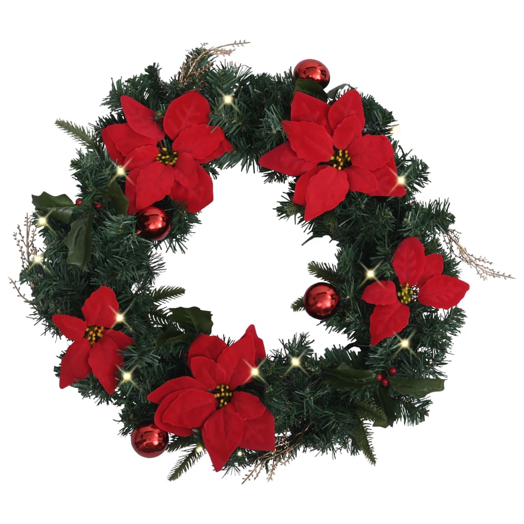 Vidaxl Couronne de Noël avec lumières LED 60 cm PVC vert