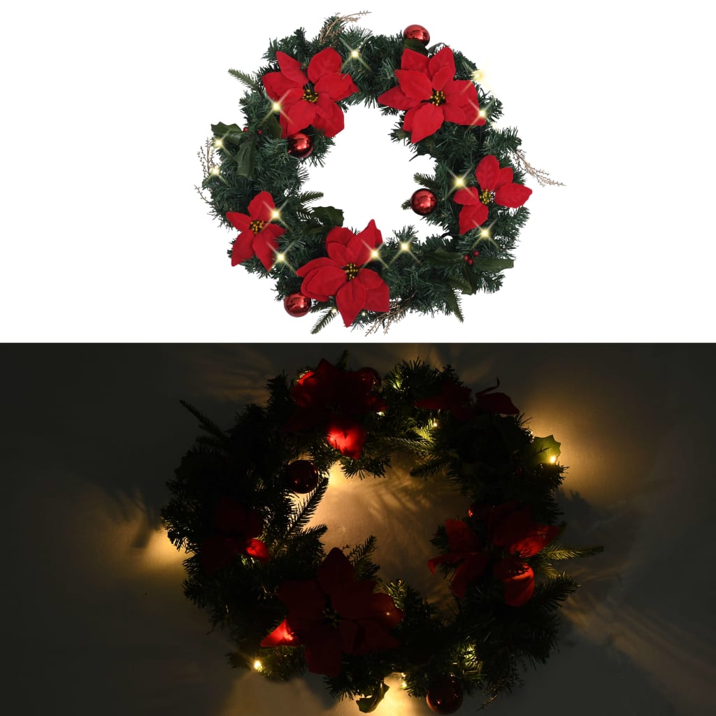 Vidaxl Couronne de Noël avec lumières LED 60 cm PVC vert