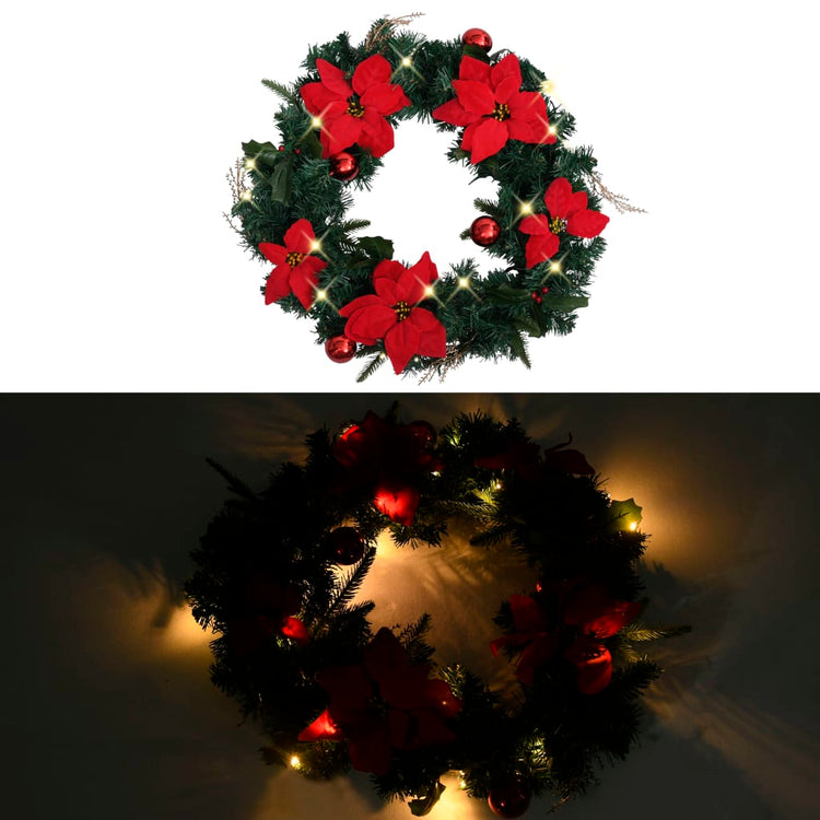 Vidaxl Couronne de Noël avec lumières LED 60 cm PVC vert