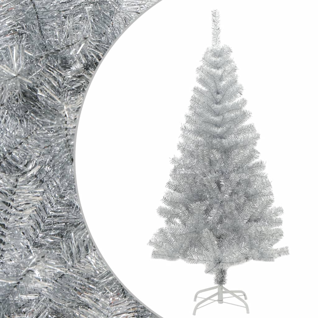 Vidaxl kunstkerstboom avec un capuchon standard de 150 cm en argent coloré