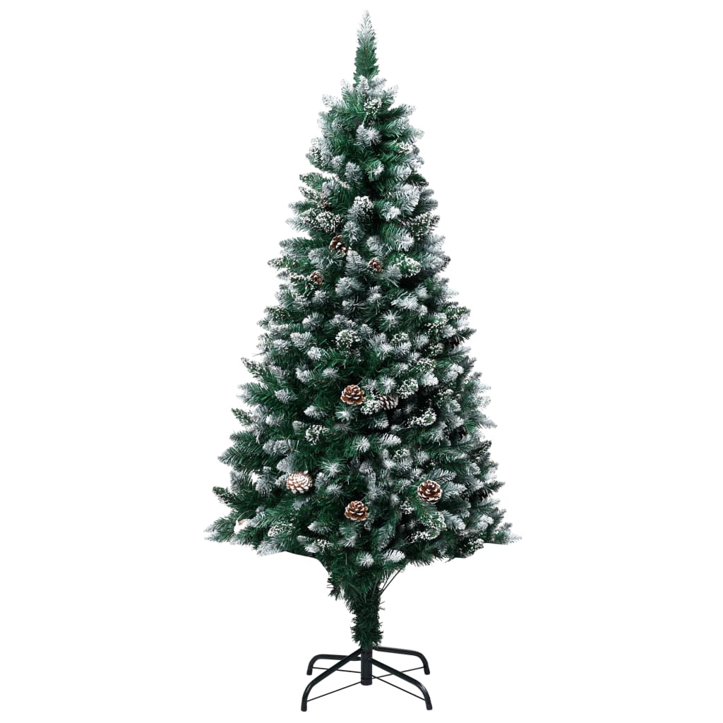 Vidaxl kunstkerstboom avec des pignons et une neige blanche 150 cm