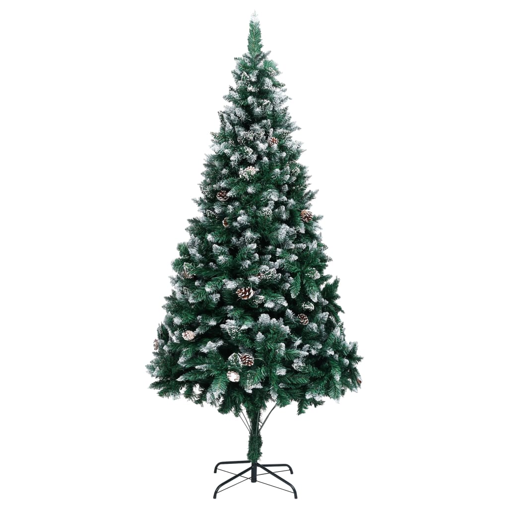 Vidaxl kunstkerstboom avec des pignons et une neige blanche 210 cm