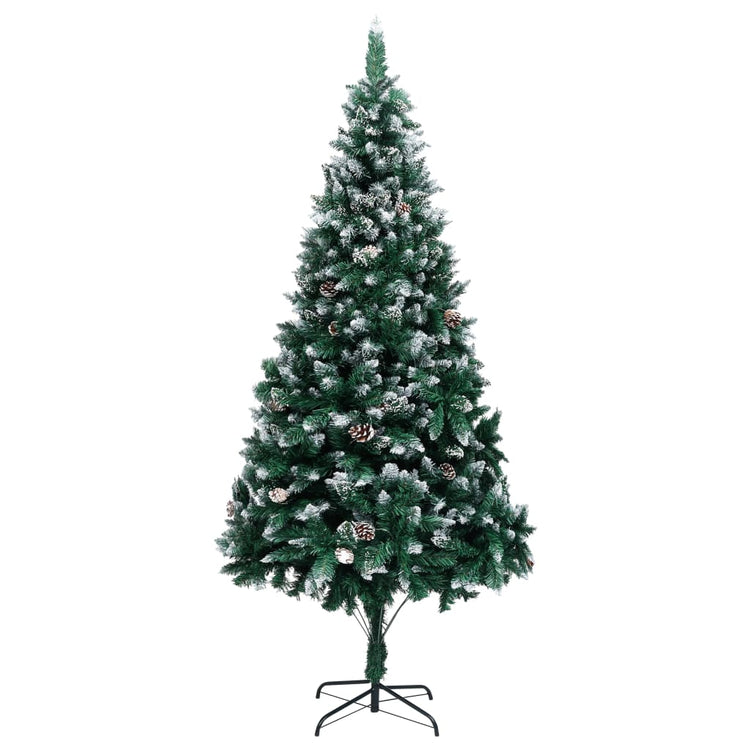 Vidaxl kunstkerstboom avec des pignons et une neige blanche 210 cm