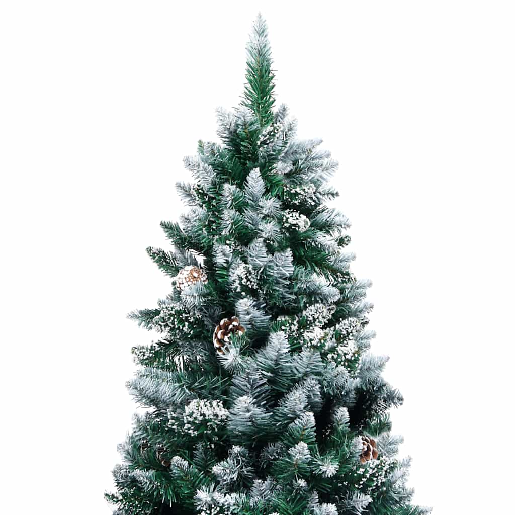 Vidaxl kunstkerstboom avec des pignons et une neige blanche 210 cm