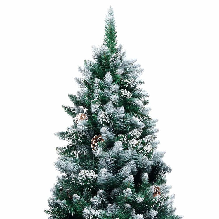 Vidaxl kunstkerstboom avec des pignons et une neige blanche 210 cm