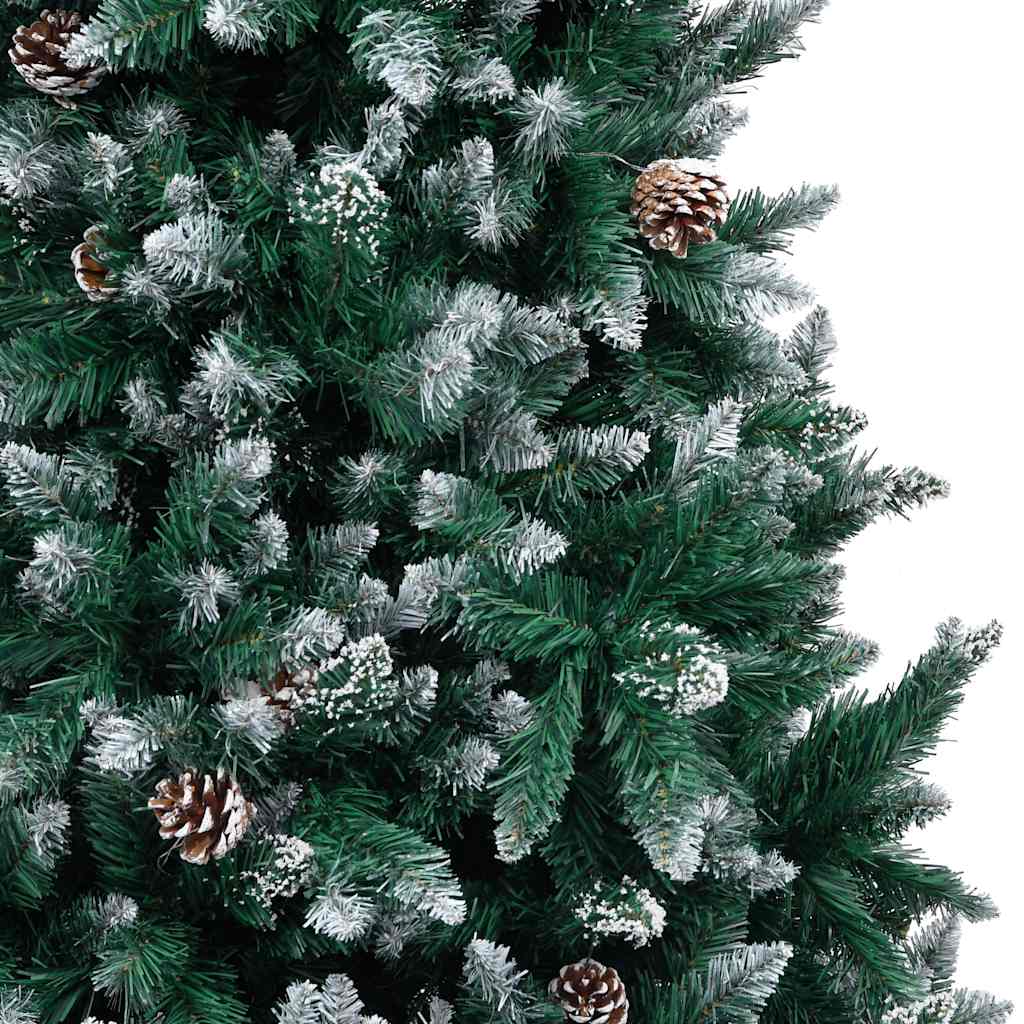 Vidaxl kunstkerstboom avec des pignons et une neige blanche 210 cm