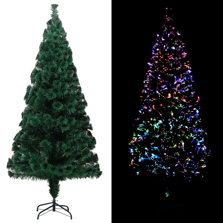 Vidaxl kunstkerstboom avec standard 210 cm à fibre optique vert