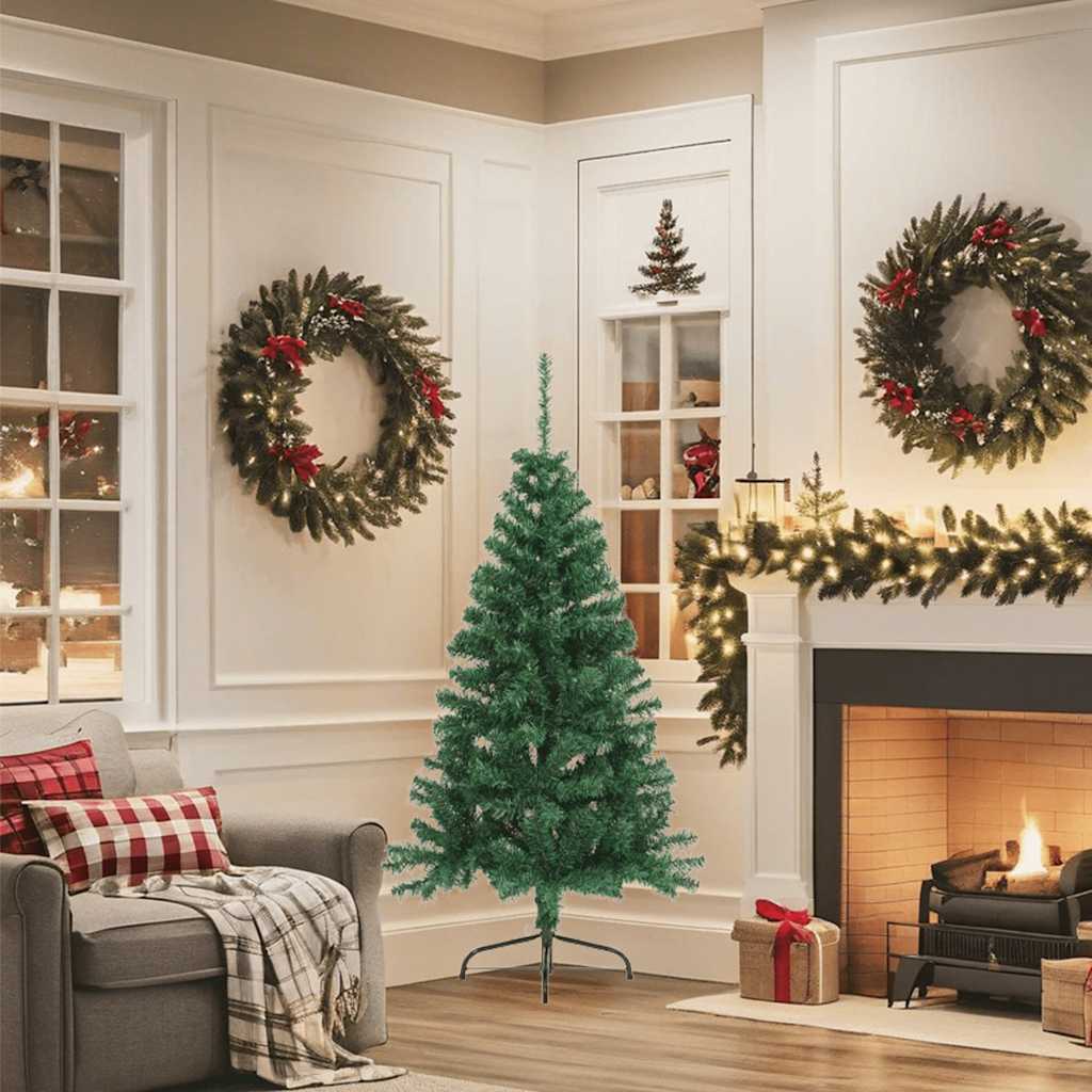 Vidaxl kunstkerstboom avec un demi-150 cm en PVC vert standard